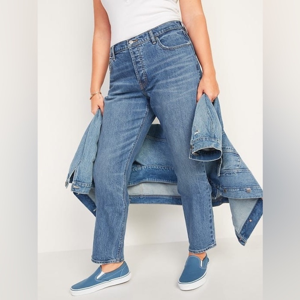 OLD NAVY High-waisted Button-fly Slouchy Straight Jeansโ